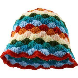 Crochet Knit Bucket Hat Floral Boho Fisherman Cap Handmade Travel Sun Hat